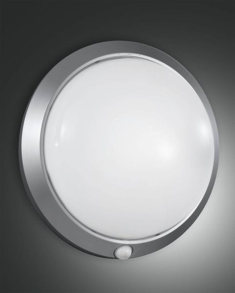 Fabas Luce Außen-Deckenleuchte Armilla E27 Ø300mm IP44 Silber Bewegungsmelder