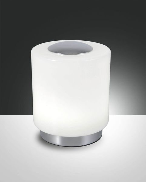 Fabas Luce LED Tischleuchte Simi Ø120mm 8W Warmweiß verchromt dimmbar