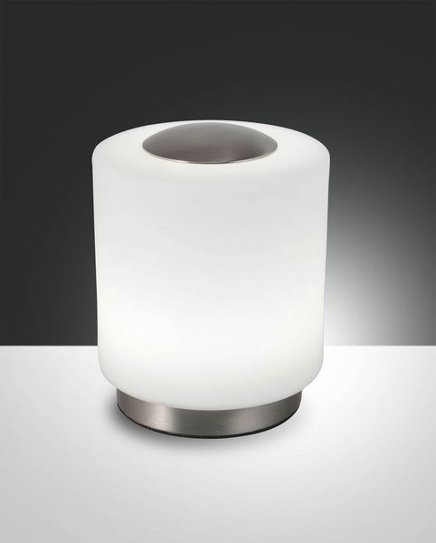 Fabas Luce LED Tischleuchte Simi Ø120mm 8W Warmweiß Chromfarben dimmbar