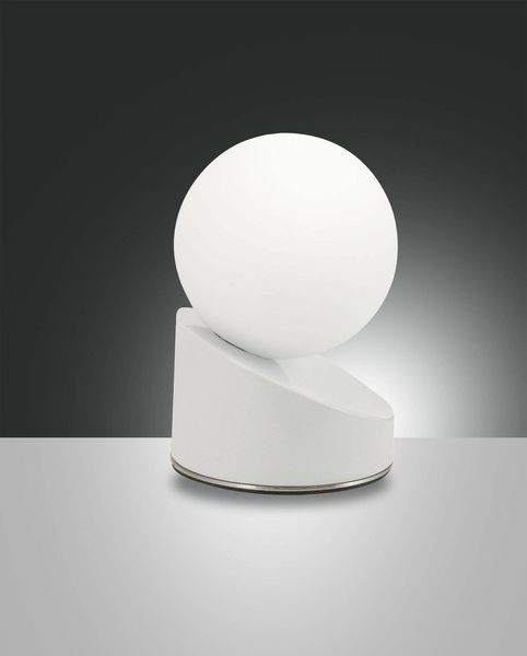 Fabas Luce LED Tischleuchte Gravity Ø100mm 5W Warmweiß Weiß dimmbar