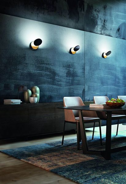 Fabas Luce LED Wandleuchte Ara >90Ra Ø120mm 8+4W Warmweiß Schwarz dimmbar