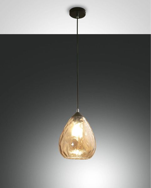 Fabas Luce Pendelleuchte Gisella E27 Ø200mm Bernstein