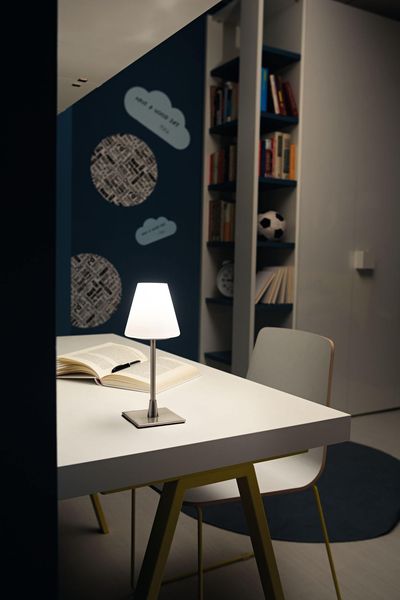 Fabas Luce Tischleuchte Lucy G9 Ø100mm Warmweiß Chromfarben dimmbar