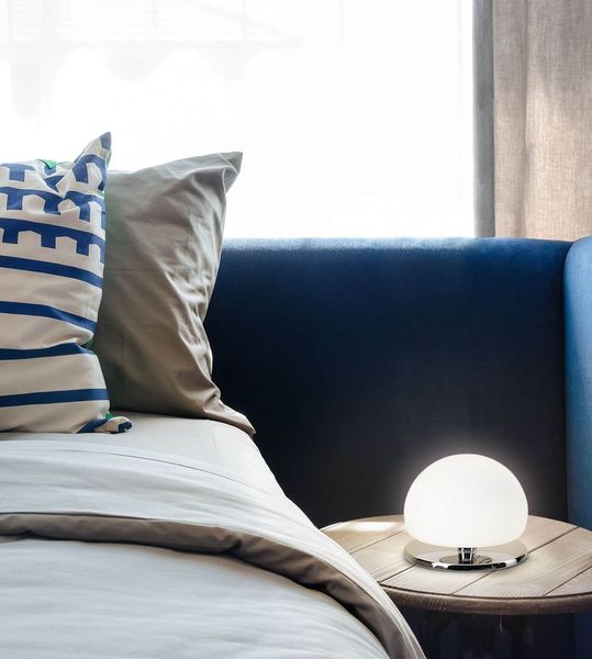 Fabas Luce Tischleuchte Morgana G9 Ø150mm Warmweiß verchromt dimmbar