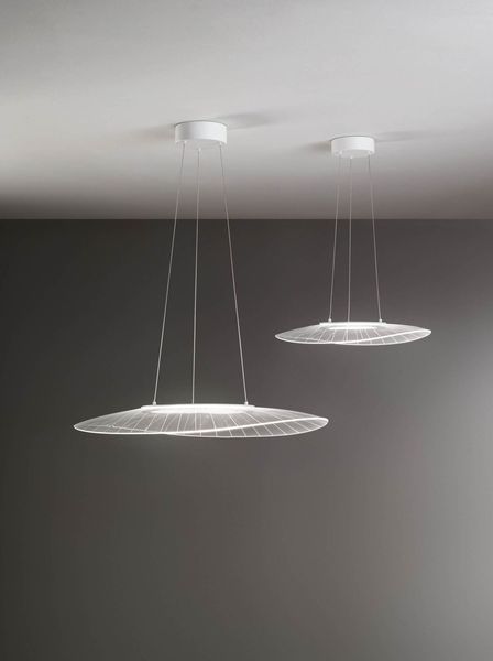 Fabas Luce LED Pendelleuchte Vela 2000x430mm 24W Warmweiß Weiß dimmbar