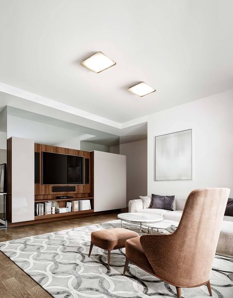 Fabas Luce LED Deckenleuchte Hugo 60x250mm 18W Warmweiß Sandfarben dimmbar, made in Italy