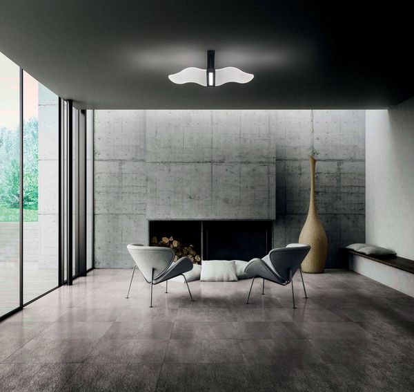 Fabas Luce LED Deckenleuchte Fenice 180x400mm 40W Warmweiß Schwarz dimmbar