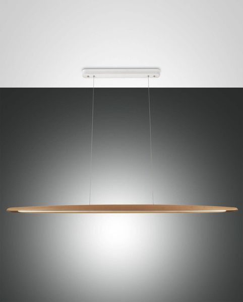 Fabas Luce LED Pendelleuchte Ribot 2000x65mm 26W Warmweiß Eichenholz dimmbar