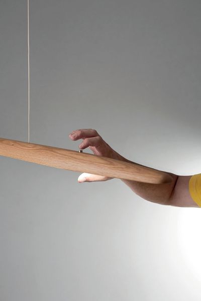 Fabas Luce LED Pendelleuchte Ribot 2000x65mm 26W Warmweiß Eichenholz dimmbar