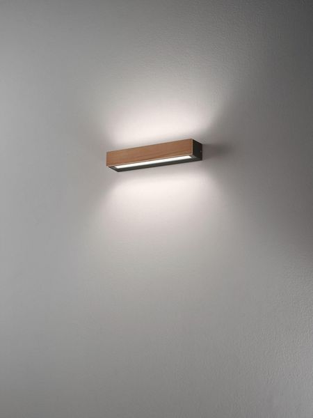 Fabas Luce LED Außen-Wandleuchte Hazel 66x87mm 20W Warmweiß IP65 Teakholz
