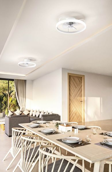 Fabas Luce LED Deckenleuchte mit Ventilator Relais Ø500mm 40W steuerbare Lichtfarbe Weiß
