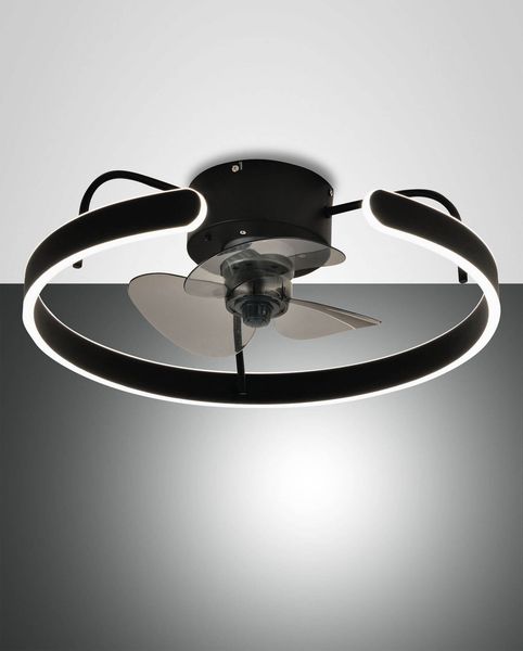 Fabas Luce LED Deckenleuchte mit Ventilator Savoy Ø500mm 40W steuerbare Lichtfarbe Schwarz