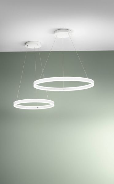 Fabas Luce LED Pendelleuchte Palau Ø600mm 60W Warmweiß Weiß dimmbar