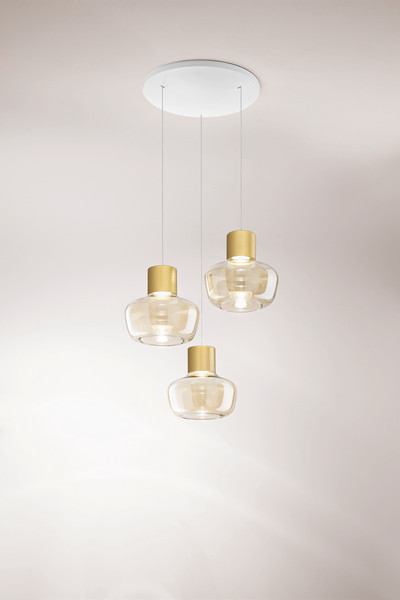 Fabas Luce Kino LED Pendelleuchte 36W dimmbar warmweiß Cognac 3767-47-365