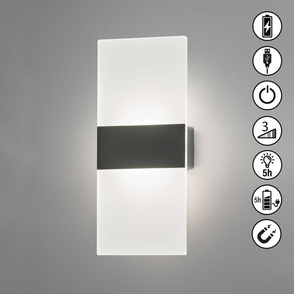 FHL Magnetic LED Wandleuchte 2W dimmbar Akku warmweiss schwarz 830047