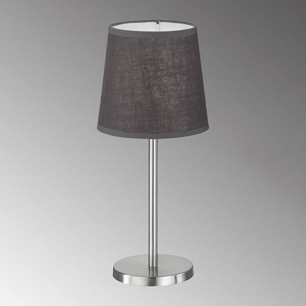 FHL Eve Tischleuchte, Tischlampe E14 Leinen-Stoffschirm grau nickel
