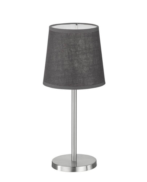 FHL Eve Tischleuchte, Tischlampe E14 Leinen-Stoffschirm grau nickel