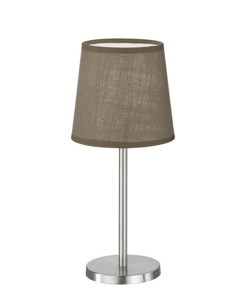 FHL Eve Tischleuchte, Tischlampe E14 Leinen-Stoffschirm braun nickel