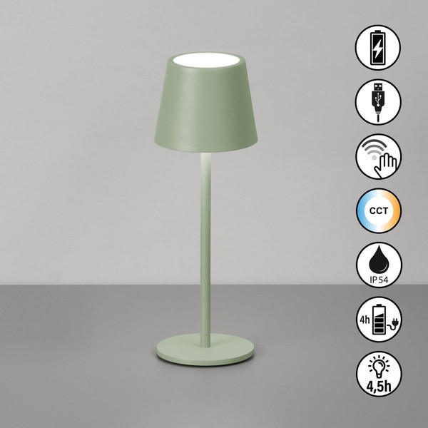 FHL Roxi LED Tischleuchte 1,5W dimmbar Akku CCT einstellbare Lichtfarbe salbeigrün 850642