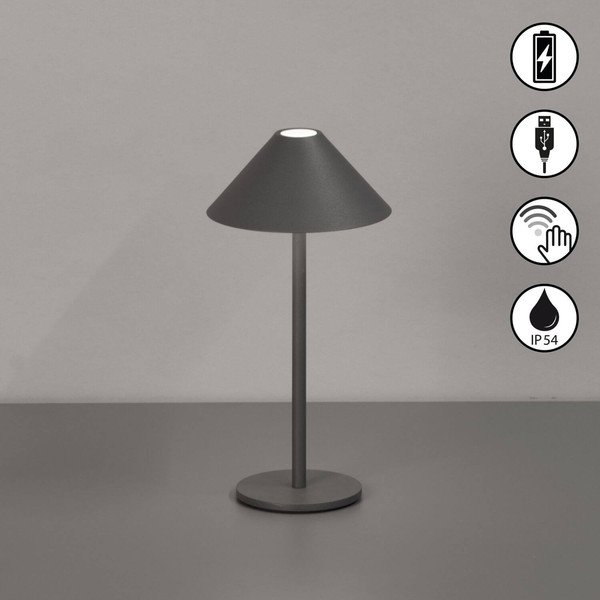 FHL Prato LED Tischleuchte 1W dimmbar Akku warmweiss sandgrau 850721