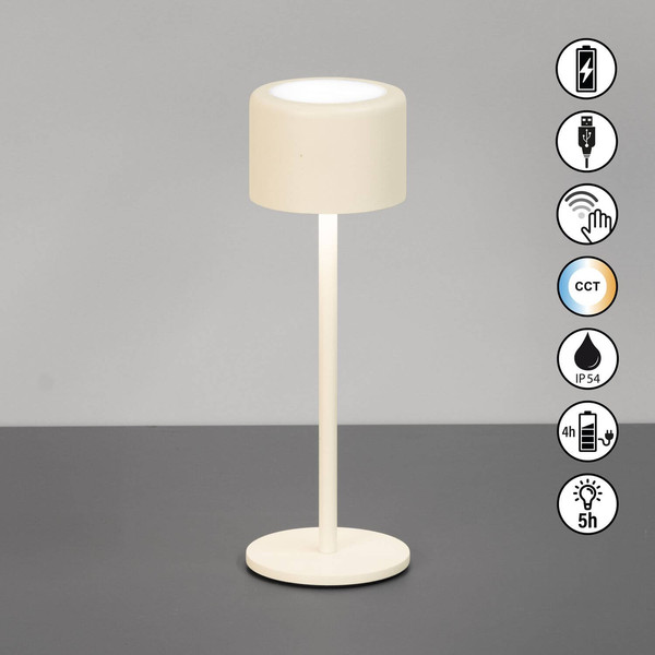 FHL Juna LED Tischleuchte 1,5W dimmbar Akku CCT einstellbare Lichtfarbe sandbeige 850734