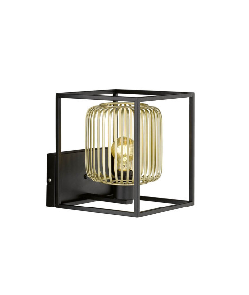 Fischer & Honsel Caydo Wandleuchte E27 metallschirm goldfarben sandschwarz 30433
