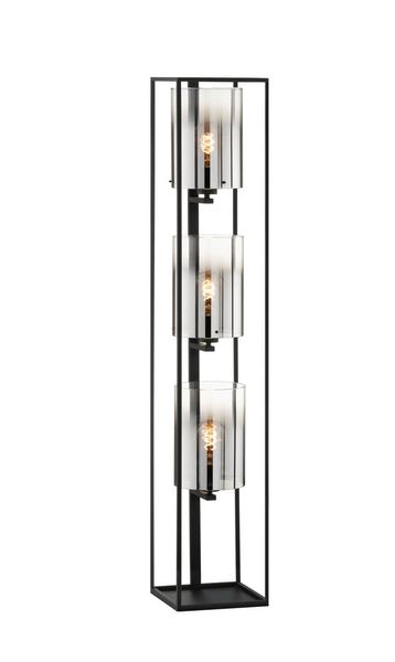 Fischer & Honsel Samu Stehleuchte 3-fach E27 schaltbar Glas rauchfarben sandschwarz 40419