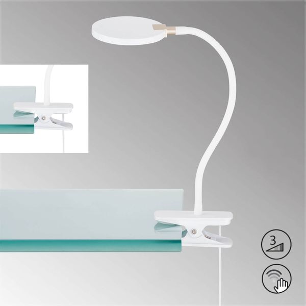 Fischer & Honsel Luiz LED Klemmleuchte 4,9W warmweiss dimmbar weiß 50594