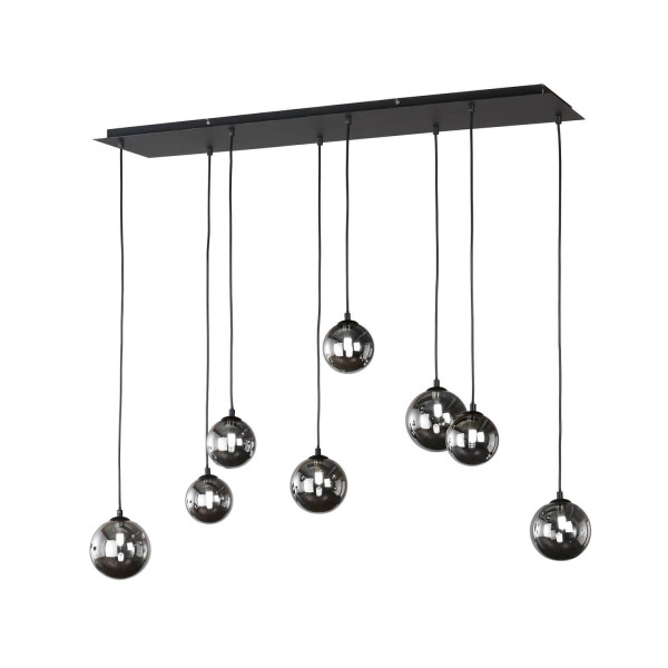 Fischer & Honsel Bala LED Pendelleuchte 8-fach G9 warmweiss Glas rauchfarben sandschwarz 60983