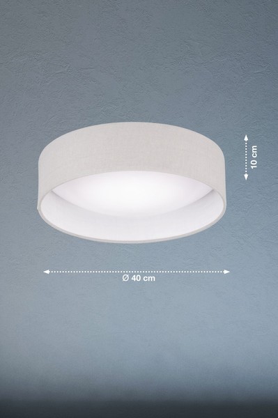 FHL Linus LED Deckenleuchte Leinen 40cm 20W dimmbar hellgrau 821299