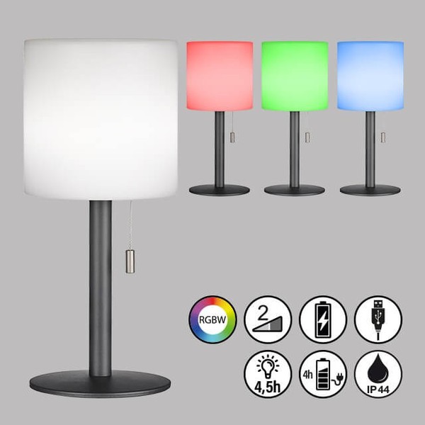 FHL Lesina LED Akku-Außenleuchte USB 1,5W RGB-Farbsteuerung dimmbar sandanthrazit IP44 850245
