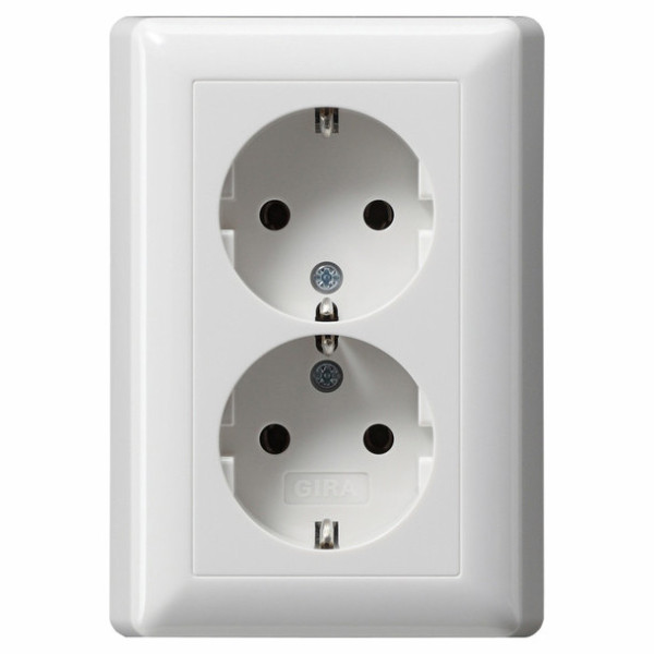 Gira 078003 2-fach-SCHUKO-Steckdose Vollplatte Standard 55 Reinweiß