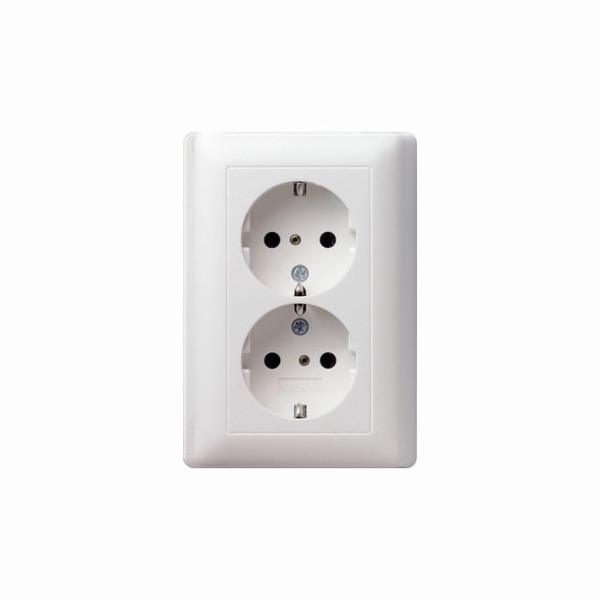 Gira 078303 2-fach-SCHUKO-Steckdose SP + Vollplatte System 55 Reinweiß