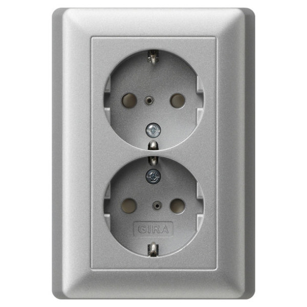 Gira 078326 2-fach-SCHUKO-Steckdose SP + Vollplatte System 55 F Alu