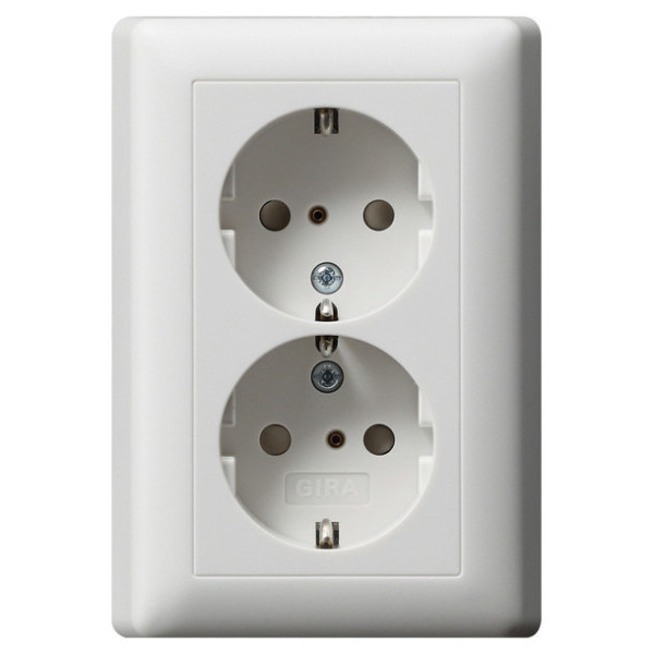 Gira 078327 2-fach-SCHUKO-Steckdose SP + Vollplatte System 55 Reinweiß m