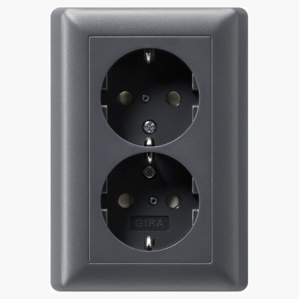Gira 078328 2-fach-SCHUKO-Steckdose SP + Vollplatte System 55 Anthrazit