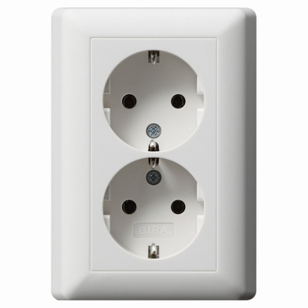 Gira 078804 2-fach-SCHUKO Vollplatte ohne Befestigungskrallen STK Standard 55 Reinweiß m
