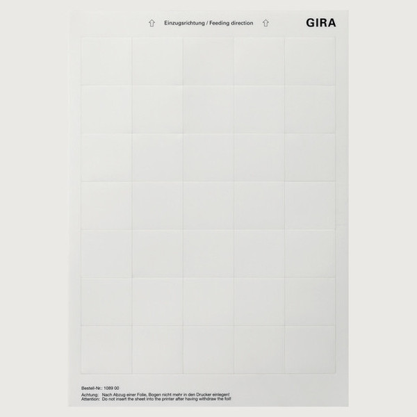 Gira 108900 Beschriftungsbögen 38 x 36 mm Zubehör