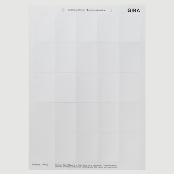 Gira 109000 Beschriftungsbögen 38 x 54 mm Zubehör