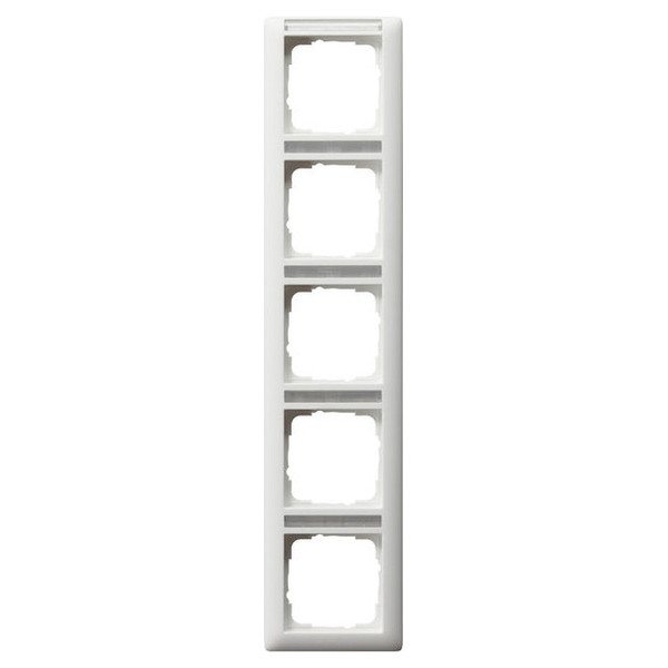 Gira 111527 Abdeckrahmen 5-fach senkrecht Beschriftungsfeld Standard 55 Reinweiß m