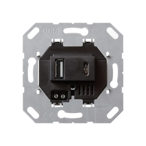 Gira 236900 USB-Spannungsversorgung 2-fach Typ A/C Einsatz Schwarz