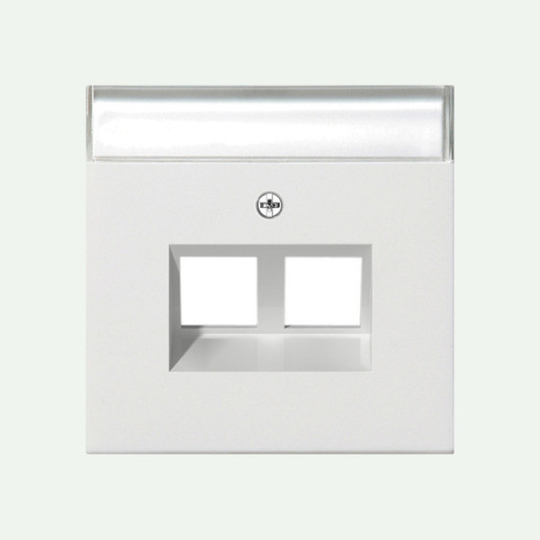 Gira 2640112 Abdeckung 30° + Beschriftungsfeld für Tragring Modular-Jack 2-fach Flächenschalter Reinweiß