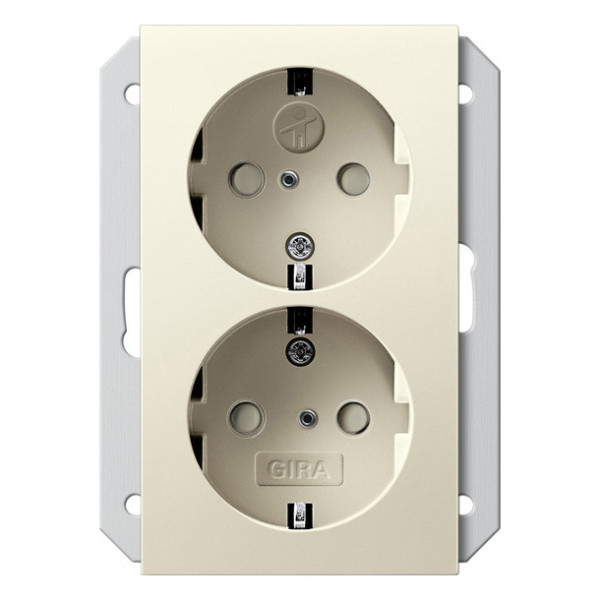 Gira 273501 2-fach-SCHUKO-Steckdose SP für UP-Dose 1,5-fach System 55 Cremeweiß