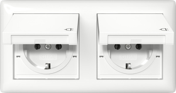 Gira 415803 SCHUKO-Steckdose KD + Set IP44 + Rahmen 2-fach Standard 55 Reinweiß