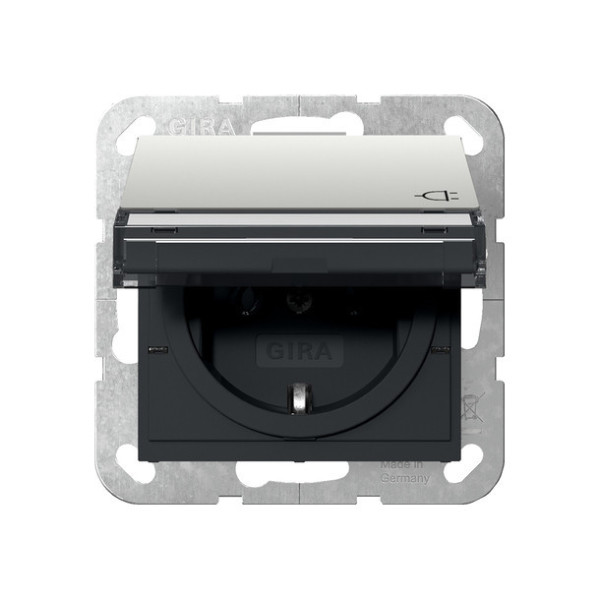 Gira 4410600 SCHUKO-Steckdose KD + Beschriftungsfeld System 55 Edelstahl