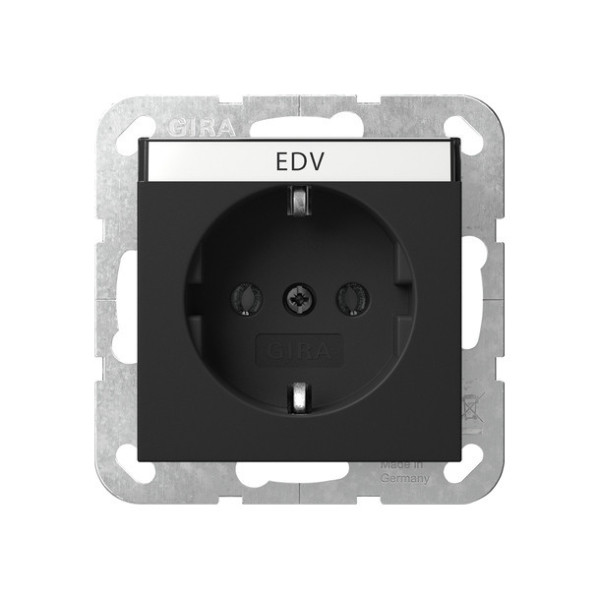 Gira 4457005 SCHUKO-Steckdose Beschriftungsfeld System 55 Schwarz m