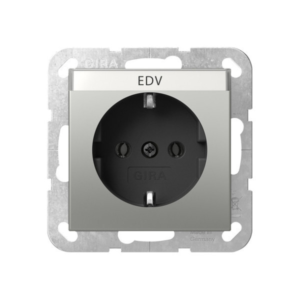 Gira 4457600 SCHUKO-Steckdose Beschriftungsfeld System 55 Edelstahl(lack.)