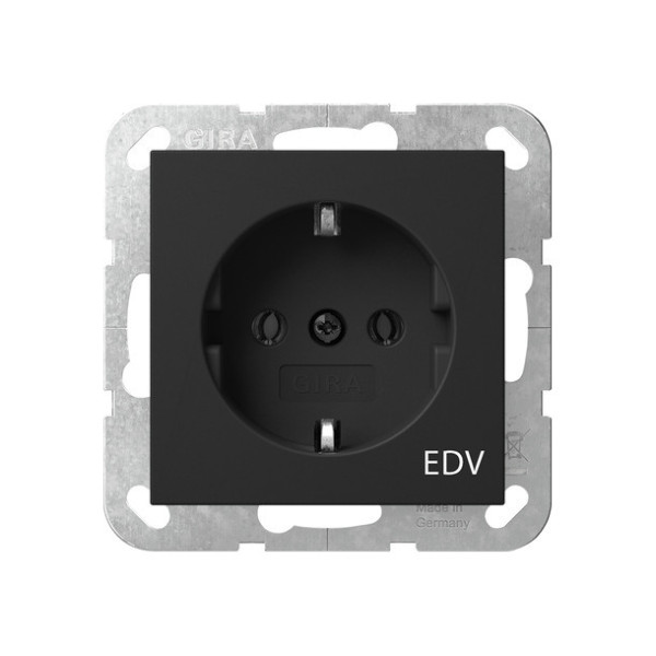 Gira 4458005 SCHUKO-Steckdose Aufdruck EDV System 55 Schwarz m
