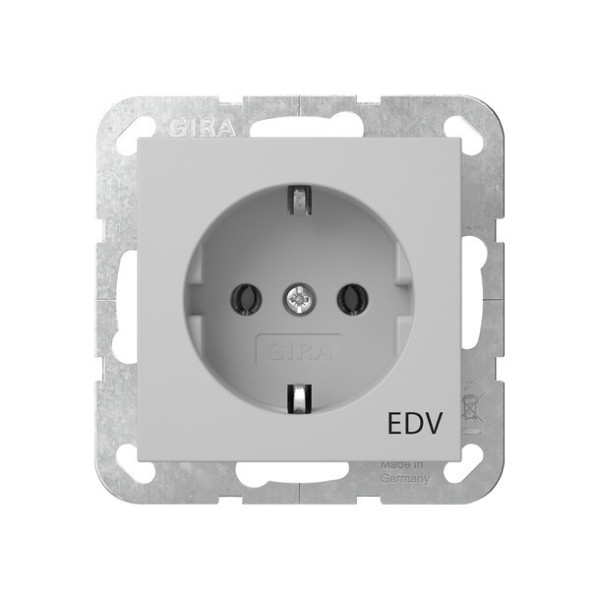 Gira 4458015 SCHUKO-Steckdose Aufdruck EDV System 55 Grau m
