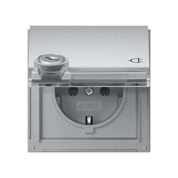 Gira 446765 SCHUKO-Steckdose KD Schloss sortiert + Beschriftungsfeld Gira TX_44 F Alu